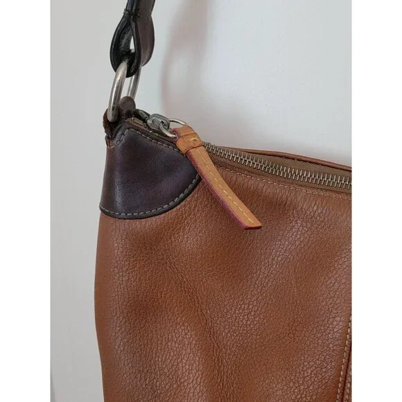 Dooney & Bourke Caramel Brown Pebble Leather Shoulder Crossbody Bag Purse - Picture 4 of 16